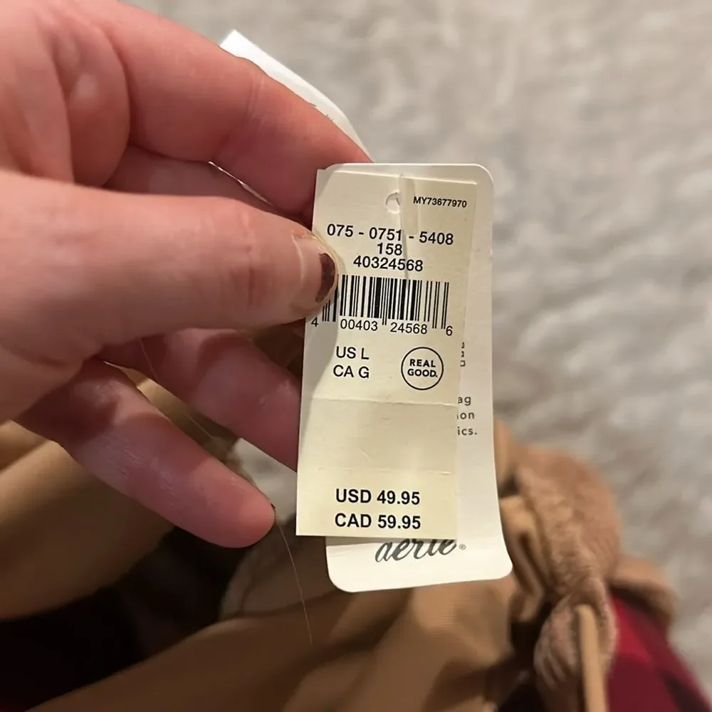 NWT aerie one‎ piece cheekiest tan shimmer ribbed swimsuit
